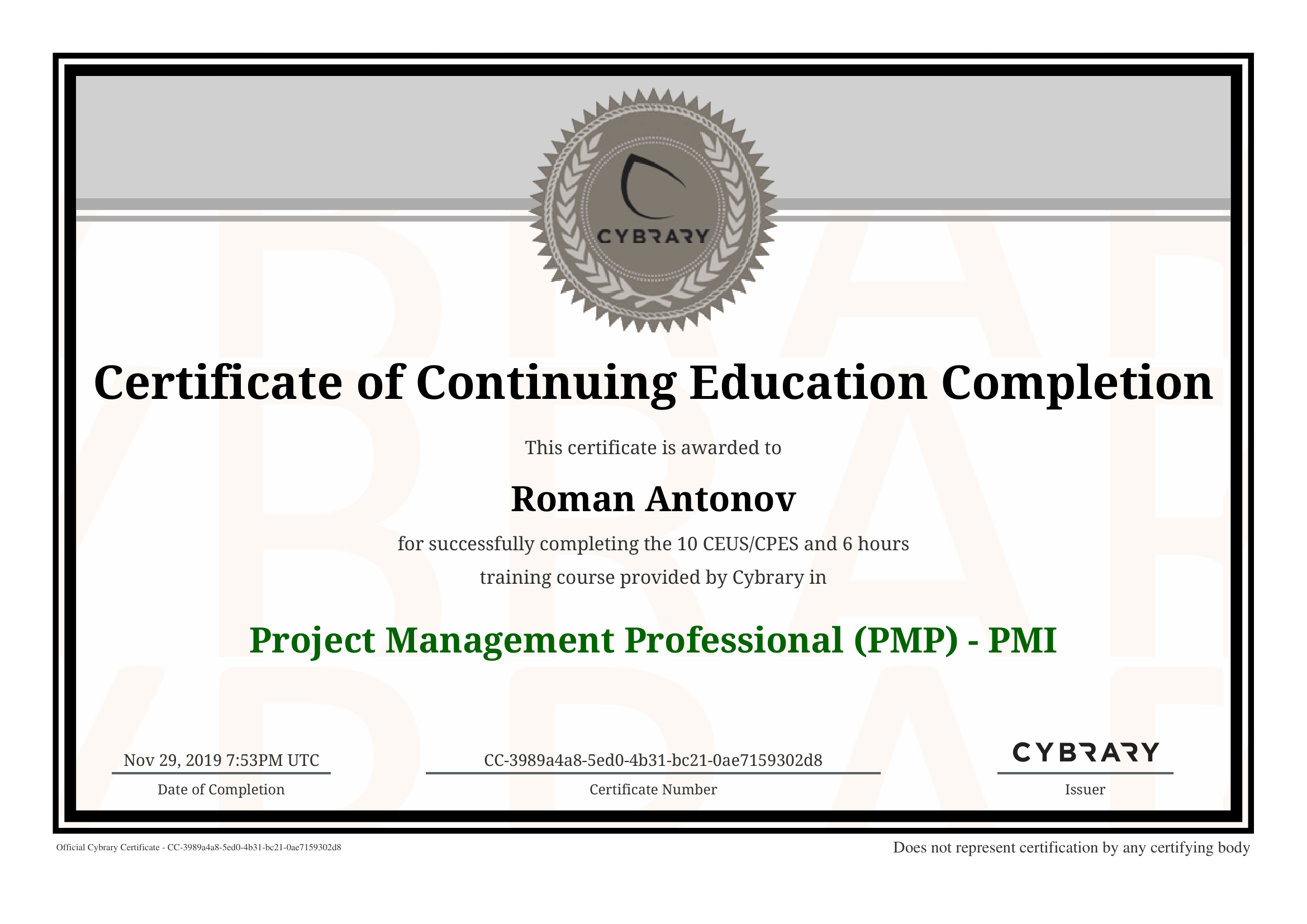 Cybrary Project Management Professional