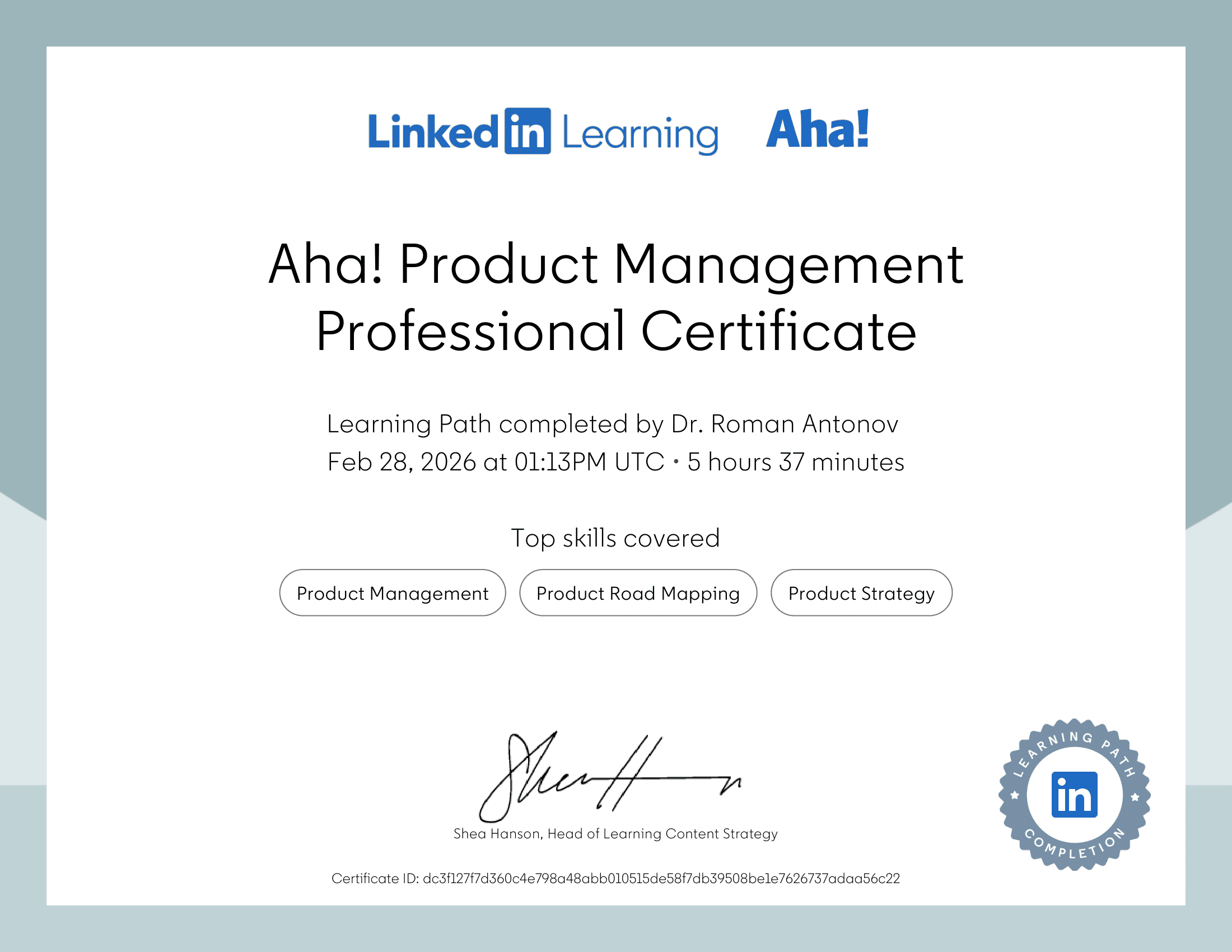LinkedIn Aha! Product Management Professional