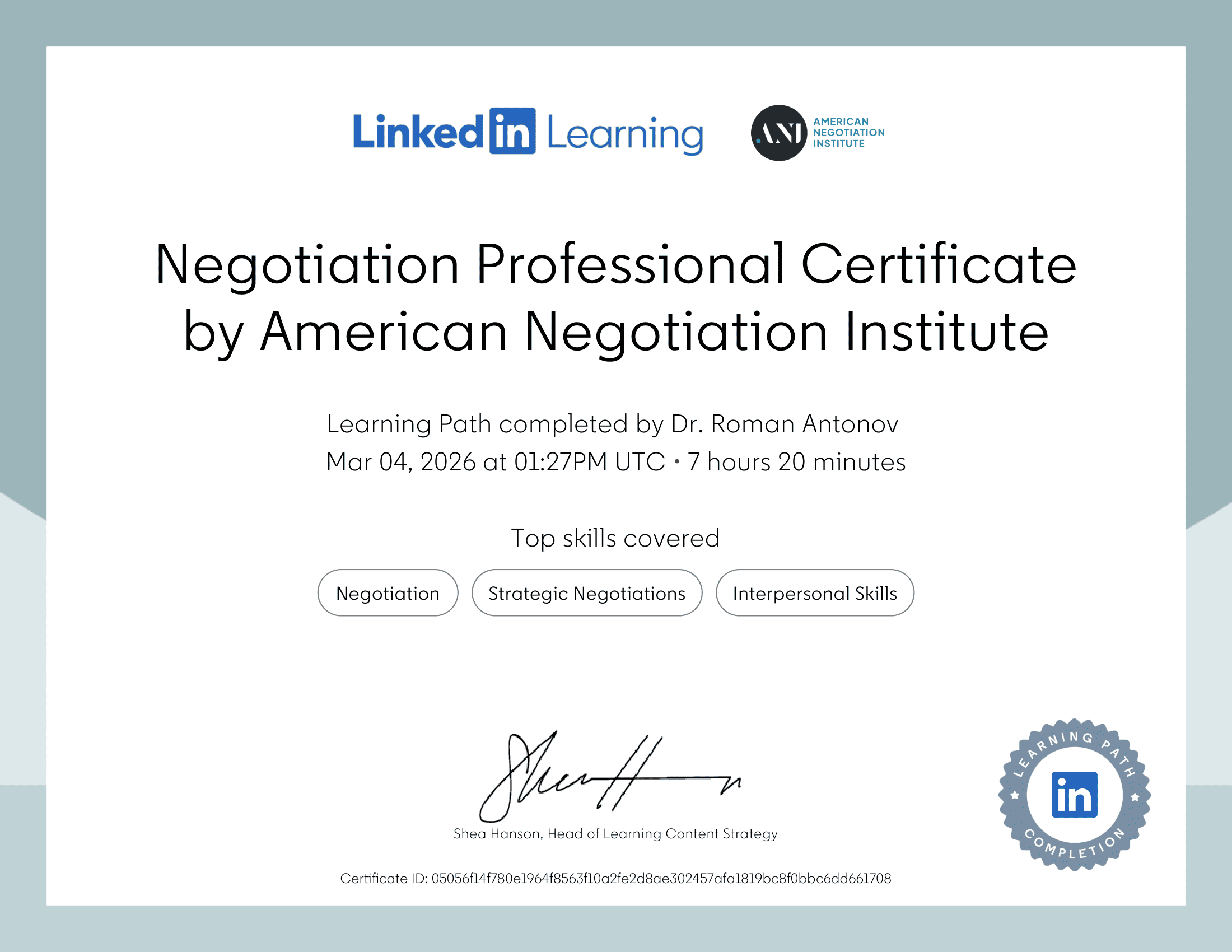 LinkedIn Negotiation Professional by American Negotiation Institute