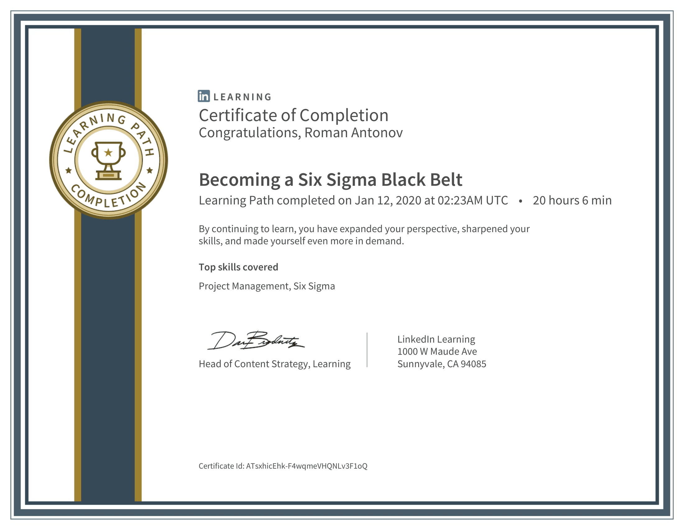LinkedIn Six Sigma Black Belt