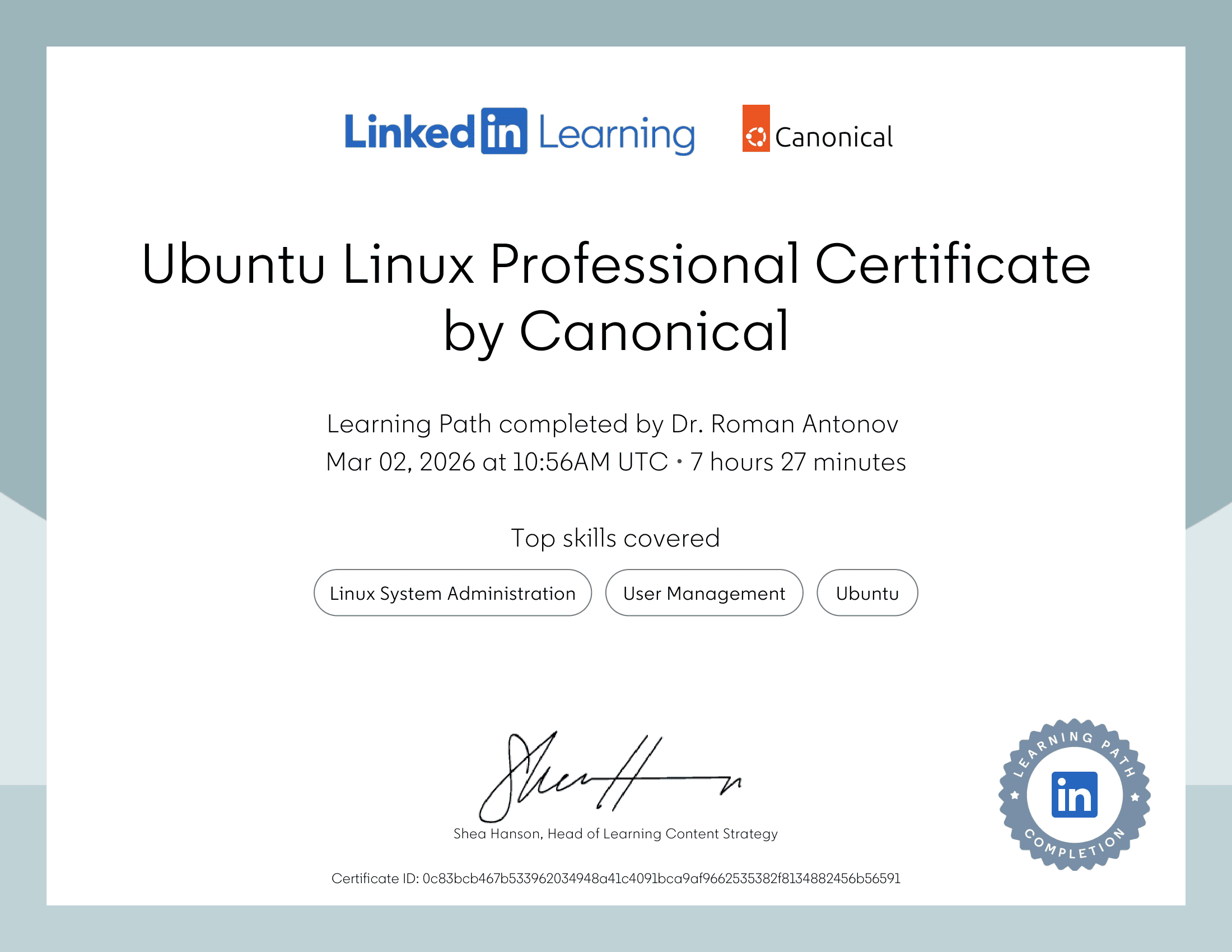 LinkedIn Ubuntu Linux Professional by Canonical